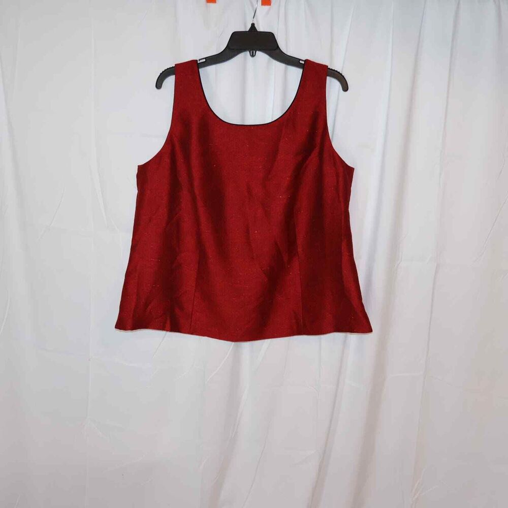 Kaspar Women’s Red Sleeveless Sequin Top 16W (approximately XL)